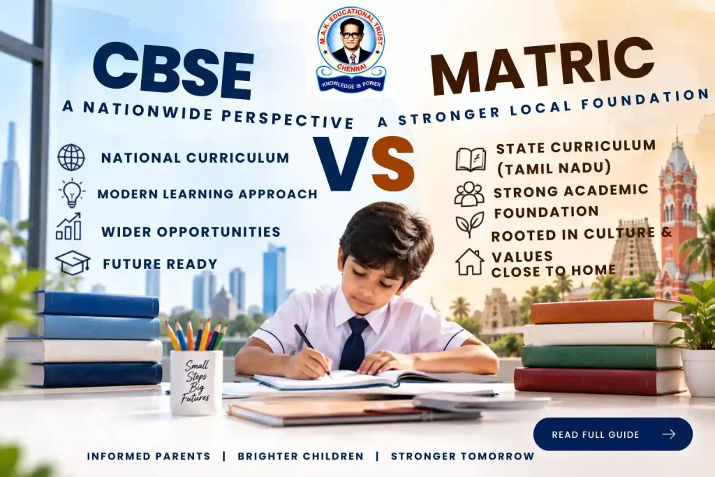 CBSE vs Matriculation School in Chennai: Key Differences, Benefits & How to Choose in 2026